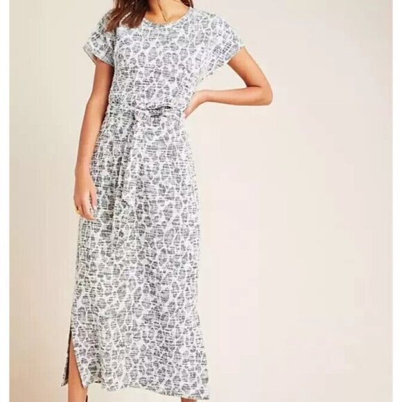 NEW Anthropologie Dolan Taleen Textured Knit Midi Dress Black Leopard size S - Picture 1 of 13